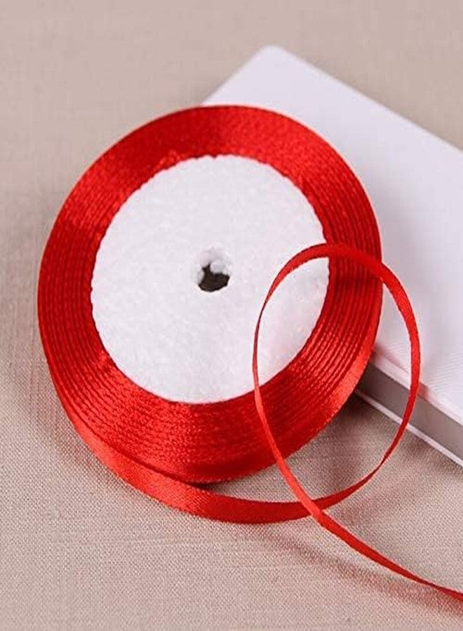 53 Arts Red Satin Ribbon Roll for Gift Wrapping, Craft Decoration, Bouquet Making & DIY Projects | Smooth Double-Faced Fabric Ribbon for Art, Sewing & Festive Use - Image 1